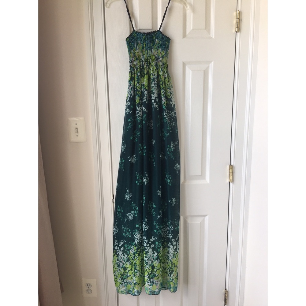 Floral Maxi Dress - Blue and Green